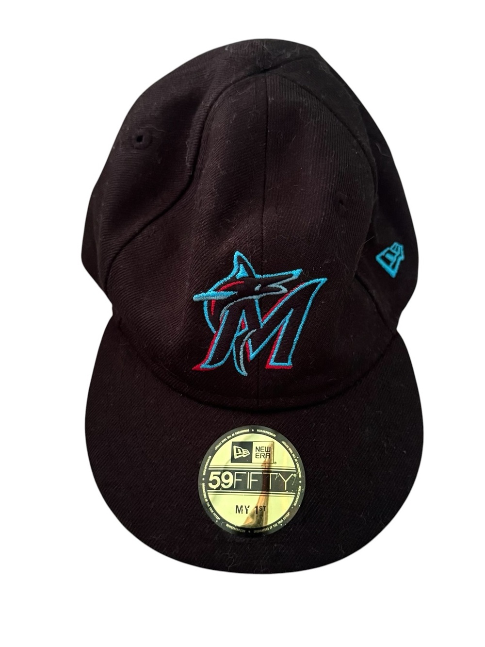 New Era Infant Size 6 (age 0-2) Black Miami Marlins My First 59FIFTY Hat NEW